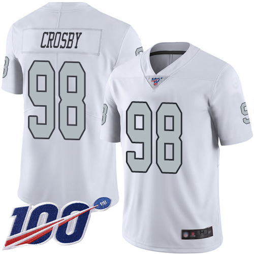 Men Oakland Raiders Limited White Maxx Crosby Jersey NFL Football #98 100th Season Rush Vapor Jersey->oakland raiders->NFL Jersey